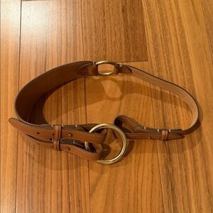 Ralph Lauren Tan Leather Belt with Gold Rings